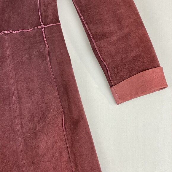 VTG Anonymous John Carlisle Suede Coat Women’s Sm Burgundy Button Up Jacket Y2K - Picture 9 of 16